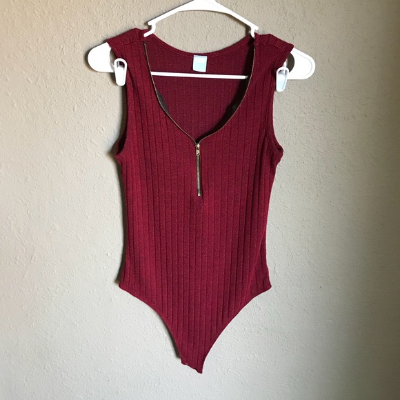 Cloudless Tops - Cloudless | Ribbed Zipper Front Bodysuit